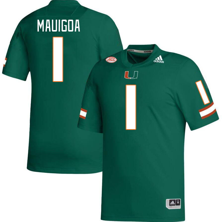 Men #1 Francisco Mauigoa Miami Hurricanes College Football Jerseys Stitched-Green